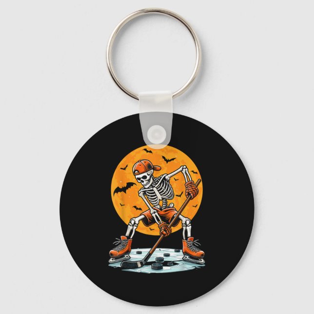 Ice Hockey Skeleton Soky Boys Halloween Hockey Pla Schlüsselanhänger (Vorderseite)