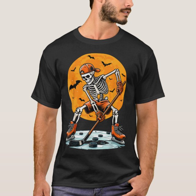 Ice Hockey Skeleton Soky Boys Halloween Hockey Pla T-Shirt (Vorderseite)