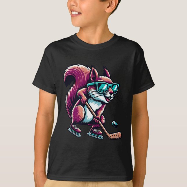 Ice Hockey Squirrel Cool Gles Skating  T-Shirt (Vorderseite)