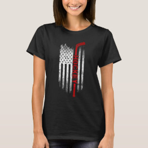 Ice Hockey Stick USA Flag Sport Patriotic Hockey T-Shirt