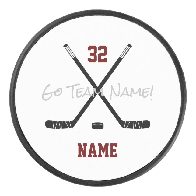 Ice Hockey Sticks Team Custom Player Name Number Eishockey Puck (Vorderseite)