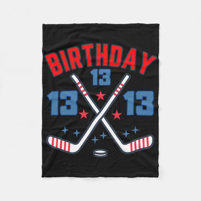 Ice Hockey Thirteen Birthday Boy 13th Party Boys A Fleecedecke (Vorderseite)