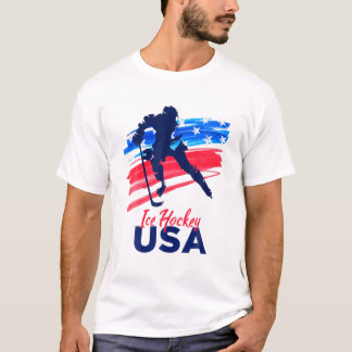 Ice Hockey USA Support Team T USA Flag Hockey T-Shirt