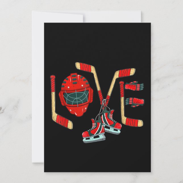 Ice Hockey Valentinstag Liebe Niedliche Geschenk B Einladung (Vorderseite)