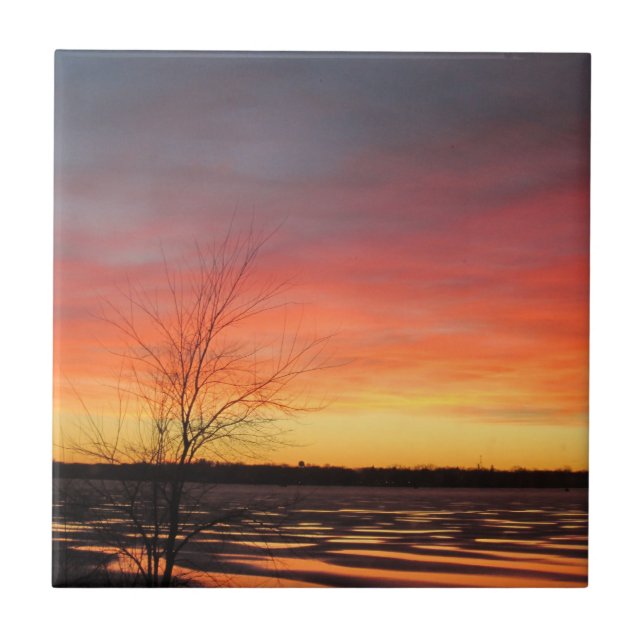 Ice Lake Sunset Tile Fliese (Vorderseite)