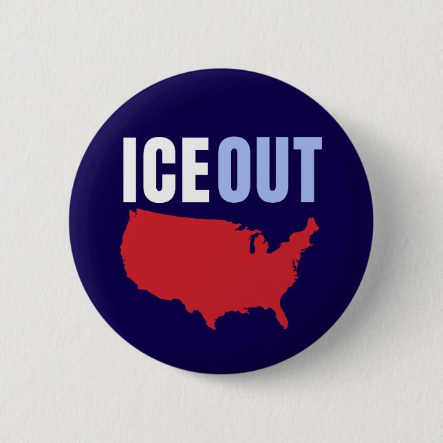 ICE OUT Anti Trump USA Button (Vorderseite)