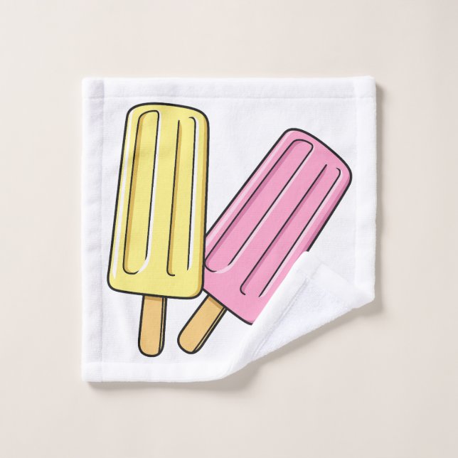Ice Pop Cartoon Illustration Badhandtuch Set (Waschlappen)