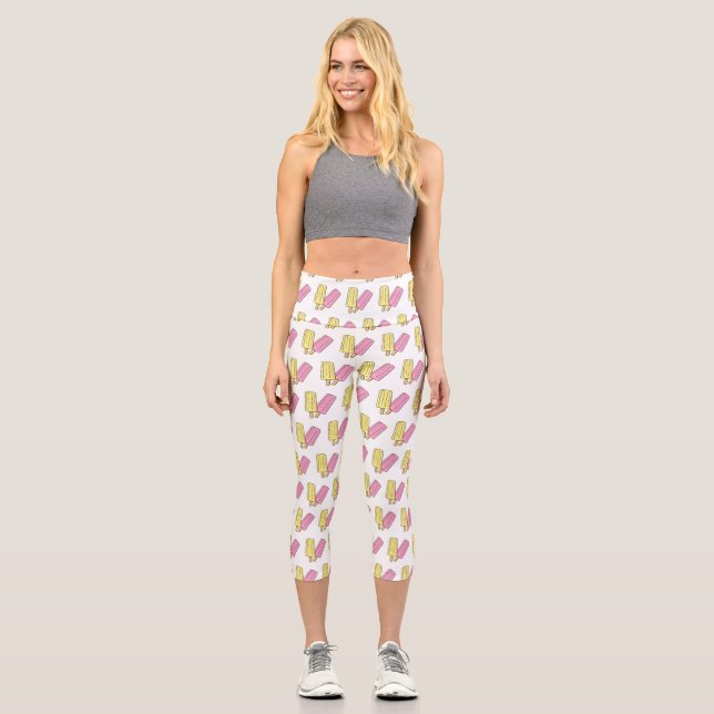 Ice Pop Cartoon Illustration Capri Leggings (Vorderseite)