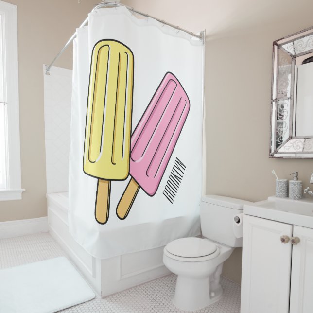 Ice Pop Cartoon Illustration Duschvorhang (Beispiel)