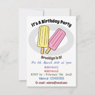 Ice Pop Cartoon Illustration Einladung