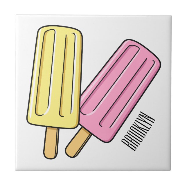 Ice Pop Cartoon Illustration Fliese (Vorderseite)