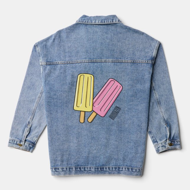 Ice Pop Cartoon Illustration Jeansjacke (Rückseite)
