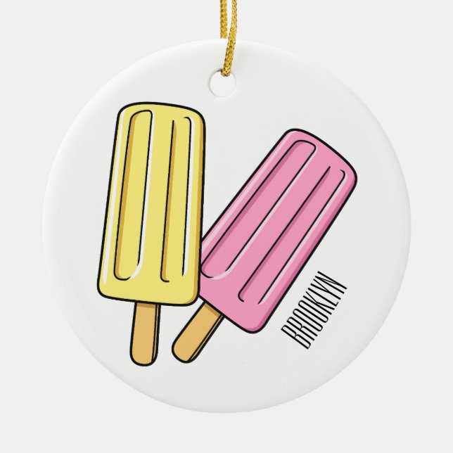 Ice Pop Cartoon Illustration Keramik Ornament (Vorne)