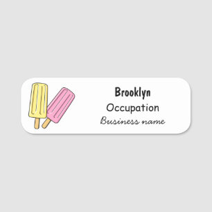 Ice Pop Cartoon Illustration Namensschild