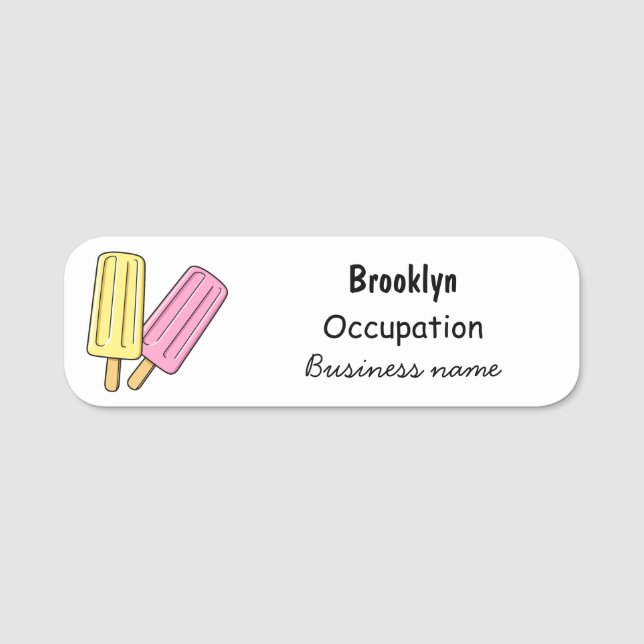 Ice Pop Cartoon Illustration Namensschild (Vorderseite)