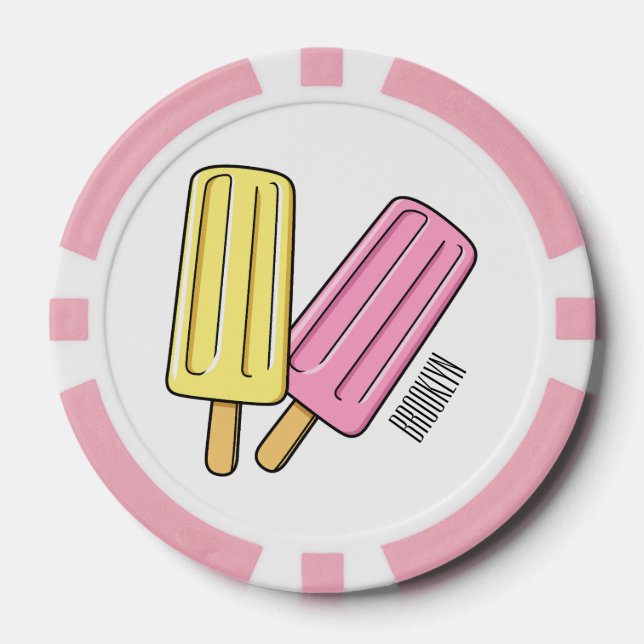 Ice Pop Cartoon Illustration Pokerchips (Vorderseite)