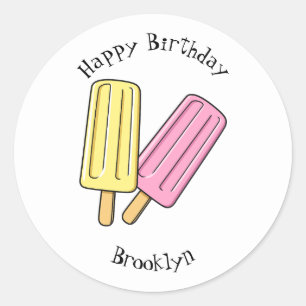 Ice Pop Cartoon Illustration Runder Aufkleber