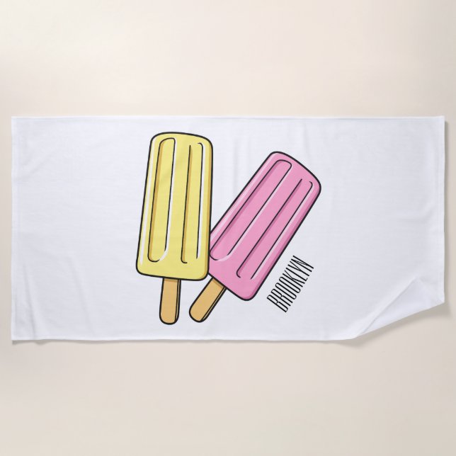 Ice Pop Cartoon Illustration Strandtuch (Vorderseite)