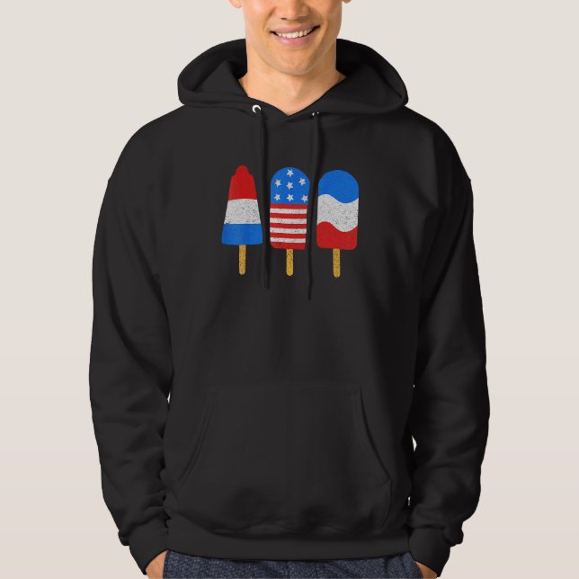 Ice Pops Red White Blue American Flag 4th Of July  Hoodie (Vorderseite)