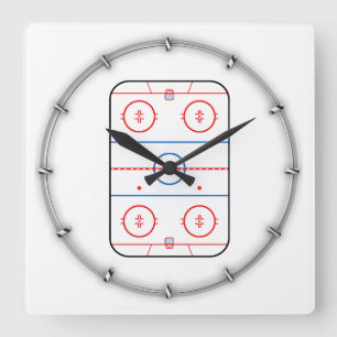 Ice Rink Diagram Hockey Game Decor Quadratische Wanduhr