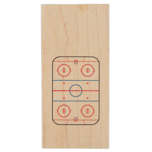 Ice Rink Diagramm Hockey Game Style Holz USB Stick