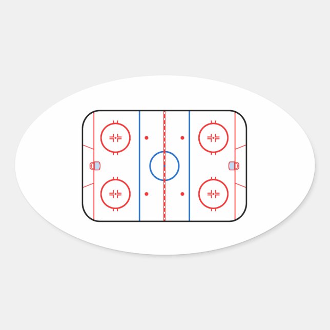 Ice Rink Diagramm Hockey Spiel Decke Ovaler Aufkleber (Vorderseite)