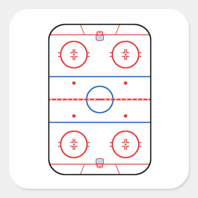 Ice Rink Diagramm Hockey Spiel Decke Quadratischer Aufkleber (Vorderseite)