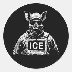 ICE-Schweine-Cosplay – Angst in Uniform - Anti ICE Runder Aufkleber