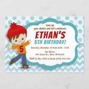 Ice Skate Boy Blue Ice Skaten zum Geburtstag einla Einladung