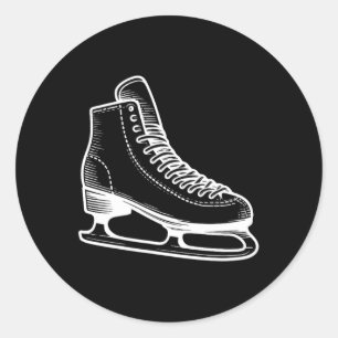 Ice Skate Winter Sports Line Kontur Zeichnend Runder Aufkleber