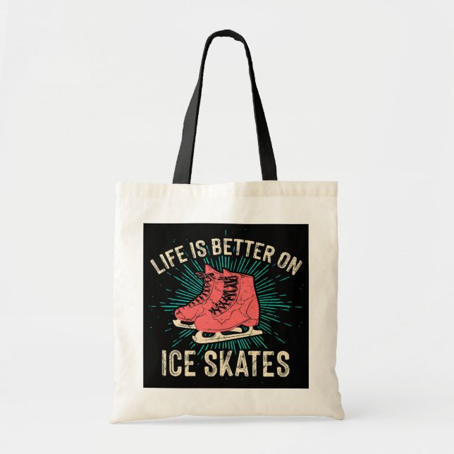 Ice Skaten Abbildung Skater Funny Girl Woman Tragetasche (Vorne)