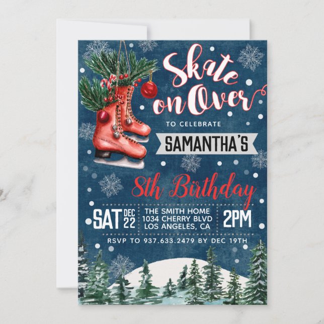 Ice Skaten Birthday Einladung (Vorderseite)
