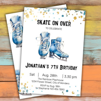 Ice Skaten Birthday Einladung, Ice-Skaten-Party Einladung