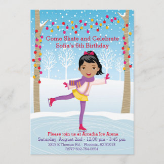 Ice Skaten Birthday Party - Afroamerikanisches Mäd Einladung