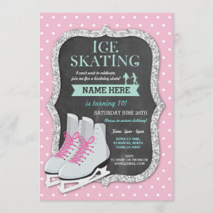 Ice Skaten Birthday Party Rosa Skate laden Einladung