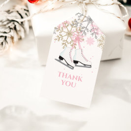 Ice Skaten Birthday Pink Gold Schneeflocken Geschenkanhänger