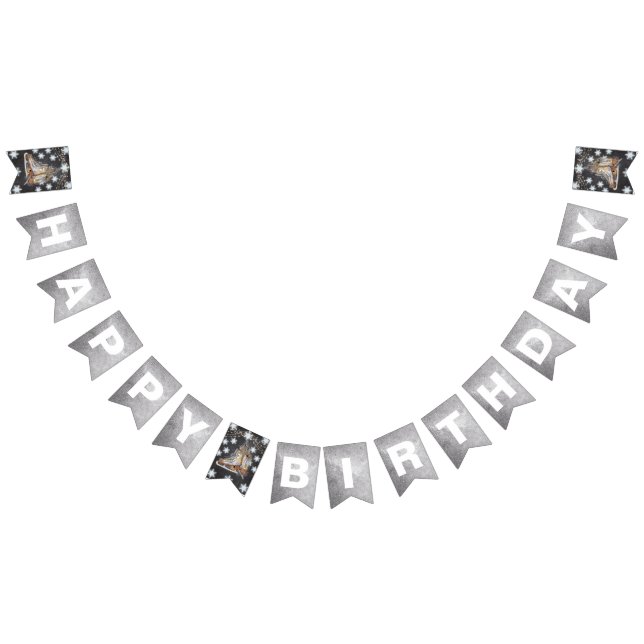 Ice Skaten Birthday Silver Glitzer Wimpelkette (Alle)