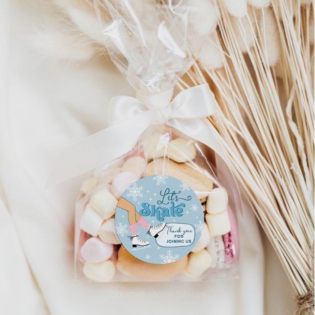 Ice Skaten Birthday Winter Skate Gastgeschenke Runder Aufkleber (Von Creator hochgeladen)