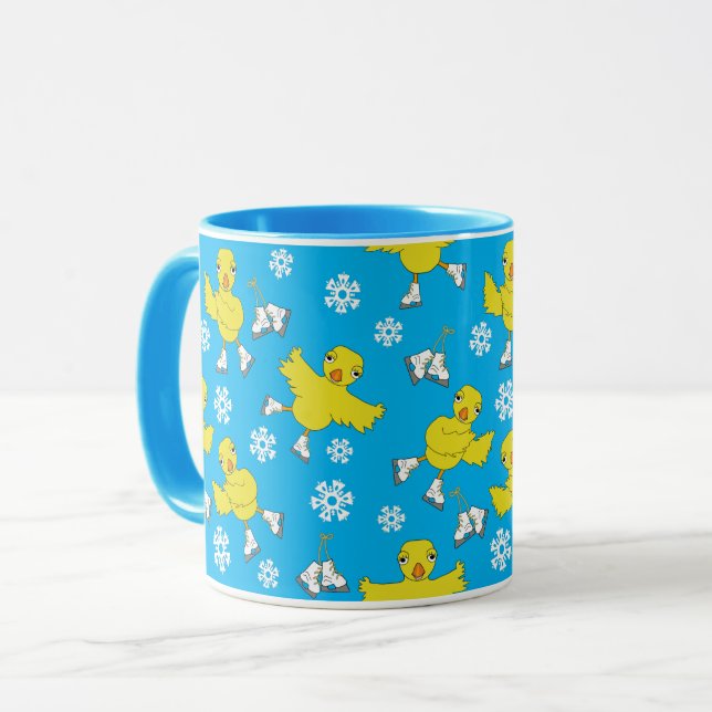 Ice Skaten Chick Snowflake Muster Tasse (Vorderseite Links)