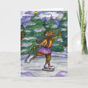 Ice Skaten Chupacabra Holiday Card Feiertagskarte