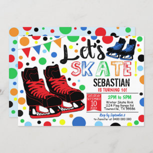 Ice Skaten Einladung Ice Skaten Party Boy Red