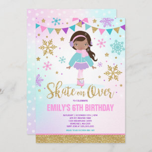 Ice Skaten Einladung Ice Skaten Party Gold