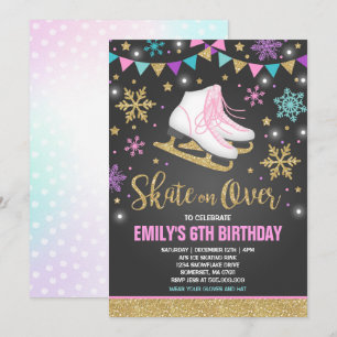 Ice Skaten Einladung Ice Skaten Party Gold