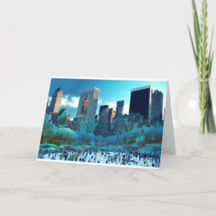 Ice Skaten Fantasy Central Park Feiertagskarte