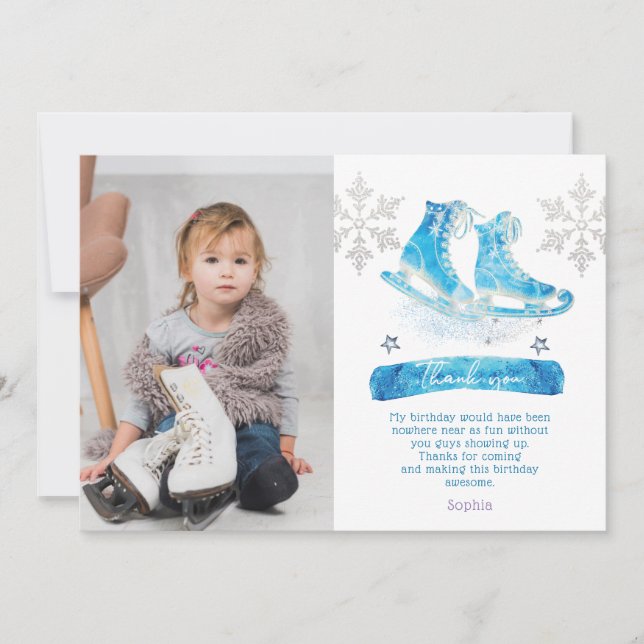 Ice Skaten Foto Geburtstag Vielen Dank Dankeskarte (Vorderseite)