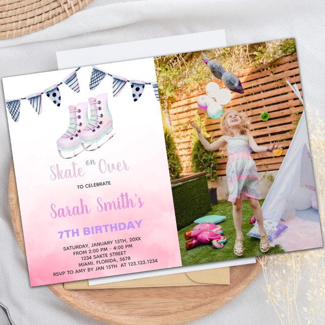 Ice Skaten Geburtstag Einladungen mit Foto (Ice Skating Birthday Invitations with photo)