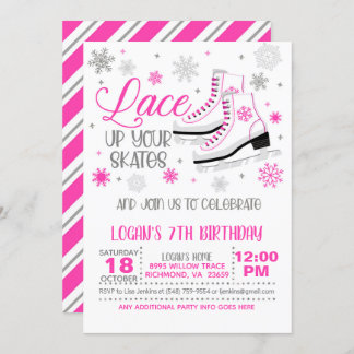Ice Skaten Geburtstag - Mädchen - Rosa Einladung