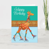 Ice Skaten Giraffe am Geburtstag von Rink