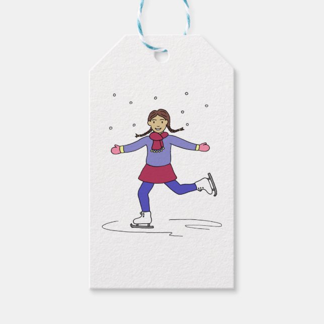 Ice Skaten Girl Abbildung Skater Geschenkanhänger (Vorderseite)
