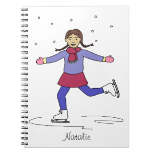 Ice Skaten Girl Abbildung Skater Notizblock